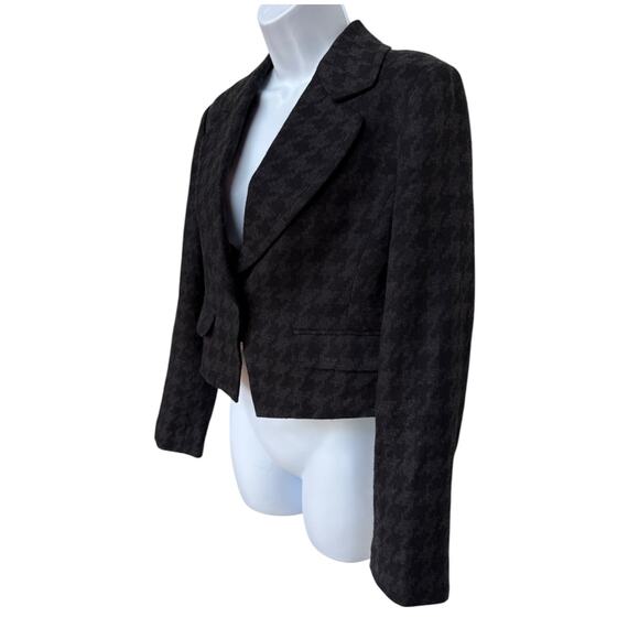 J. Crew Black and Gray Houndstooth Cropped Wool Blazer size 10 - Picture 6 of 10